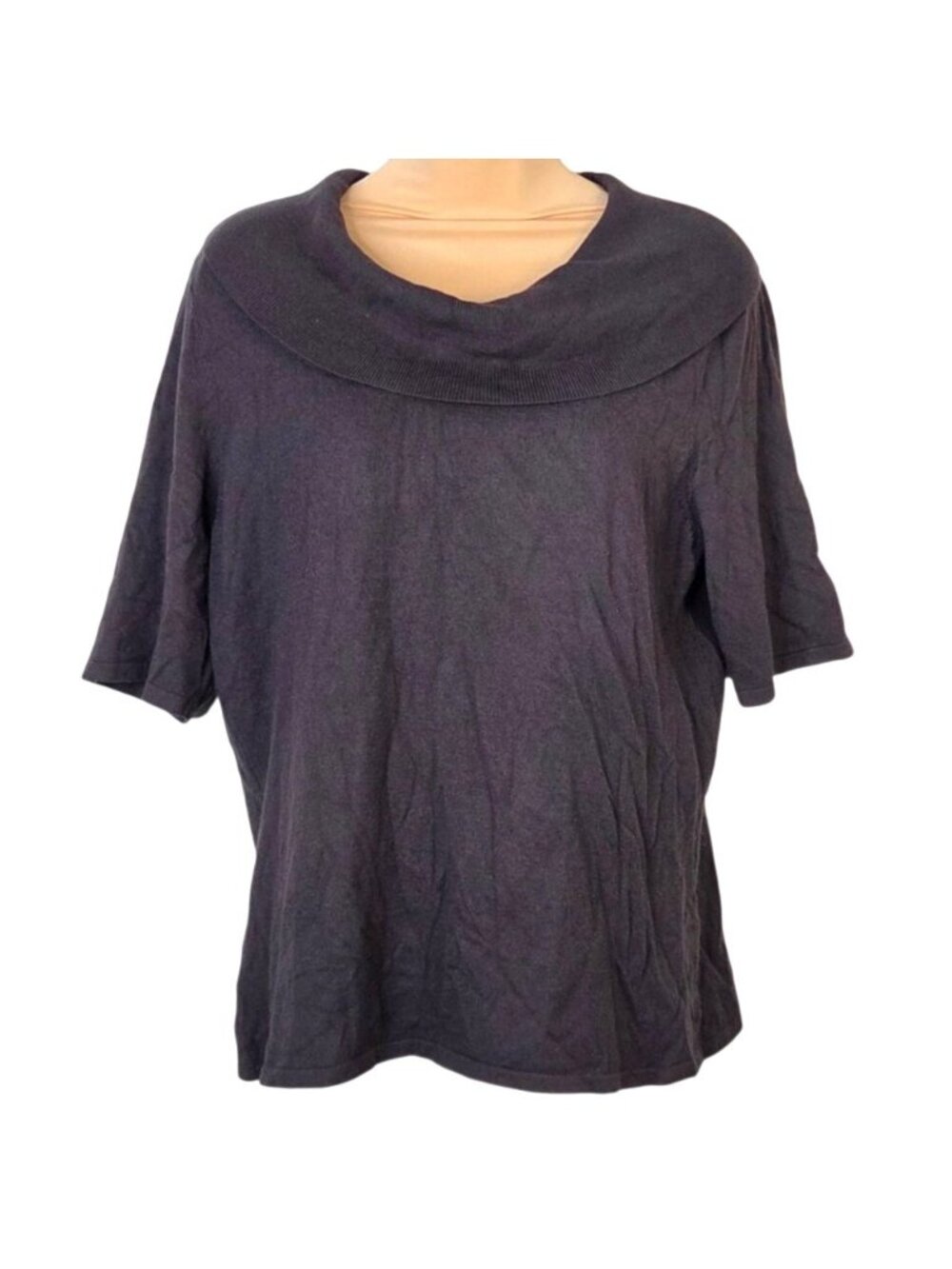 Jones Wear Black Cowl Neck Top Short Sleeve Size XL Womens Blouse